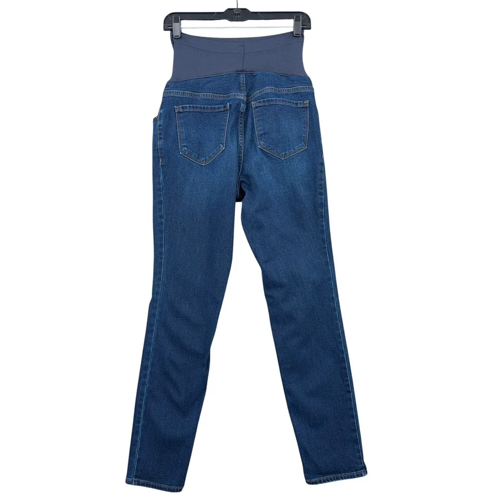 Old Navy Maternity Skinny Full Panel Jeans Women 8 Cotton Blend Dark Wash Blue - Picture 2 of 8